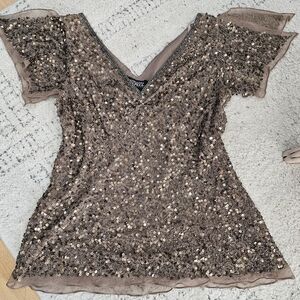 Sequin Embellished Adrianna Papell Silk Top